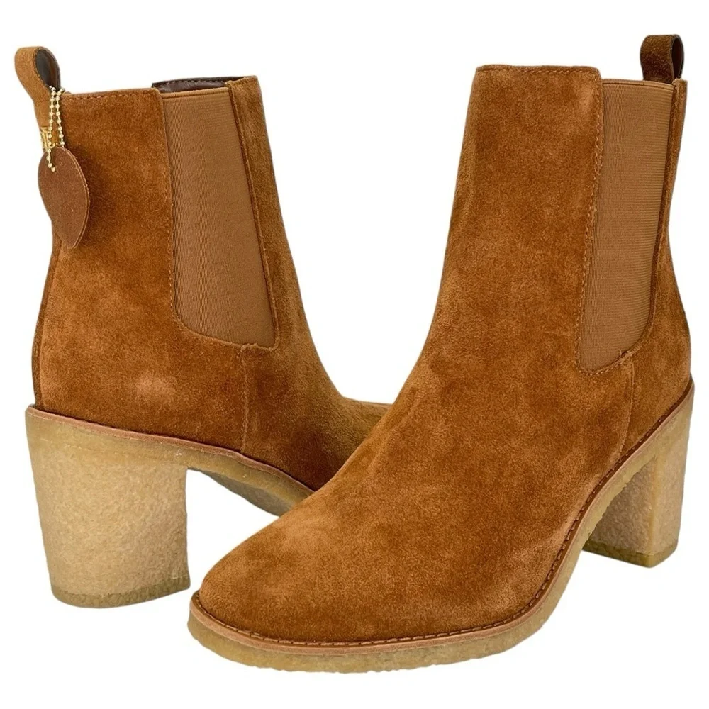 Lauren Ralph Lauren Marianna Tan Suede Leather Womens Ankle Boots Size 9.5M - Picture 14 of 14